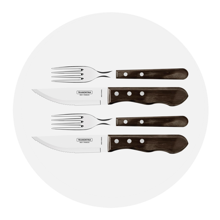 Hochwertiges Steakbesteck aus Edelstahl mit Holzgriff online kaufen