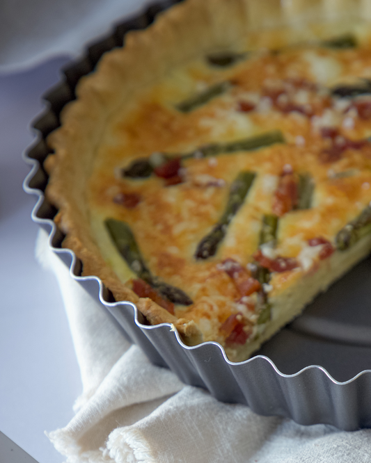 Spargelquiche mit Speck