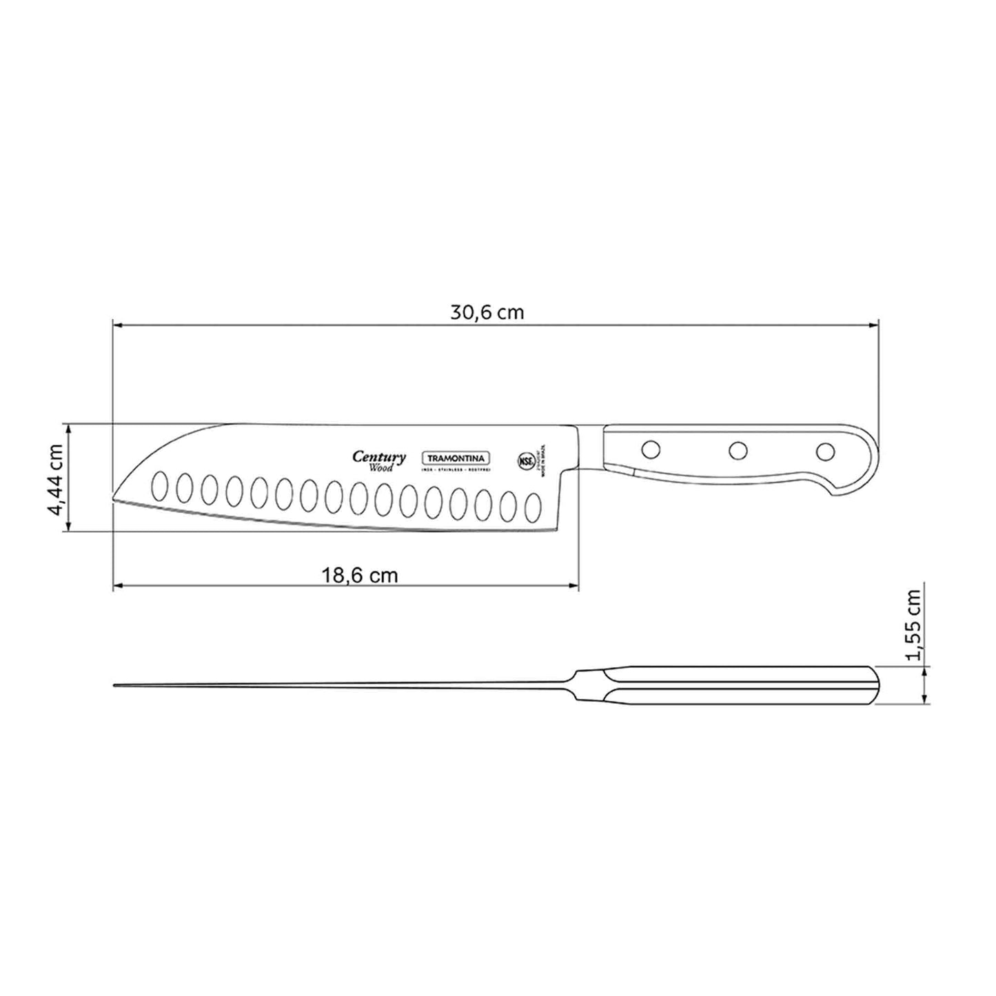 CENTURY WOOD Santokumesser
