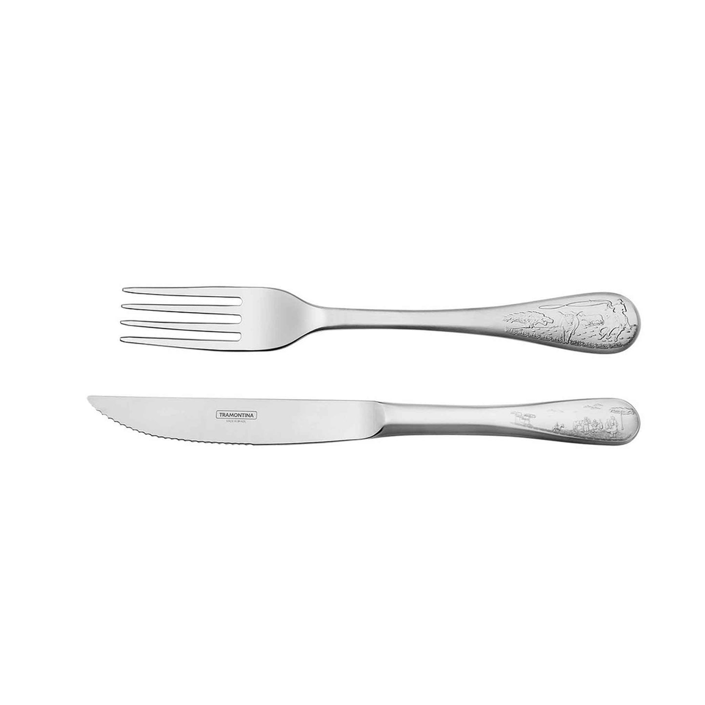 CHURRASCO Grillbesteck-Set aus Edelstahl mit geprägten Griffen, 8-teilig