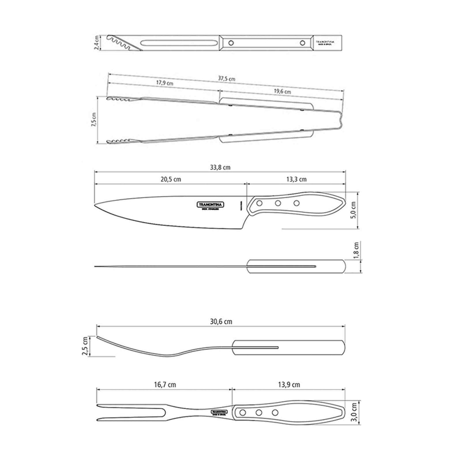 CHURRASCO Grillset,  3-teilig