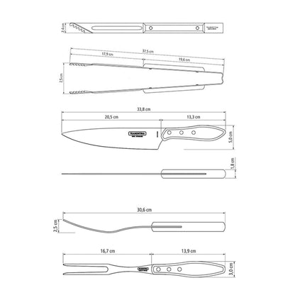 CHURRASCO Grillset,  3-teilig