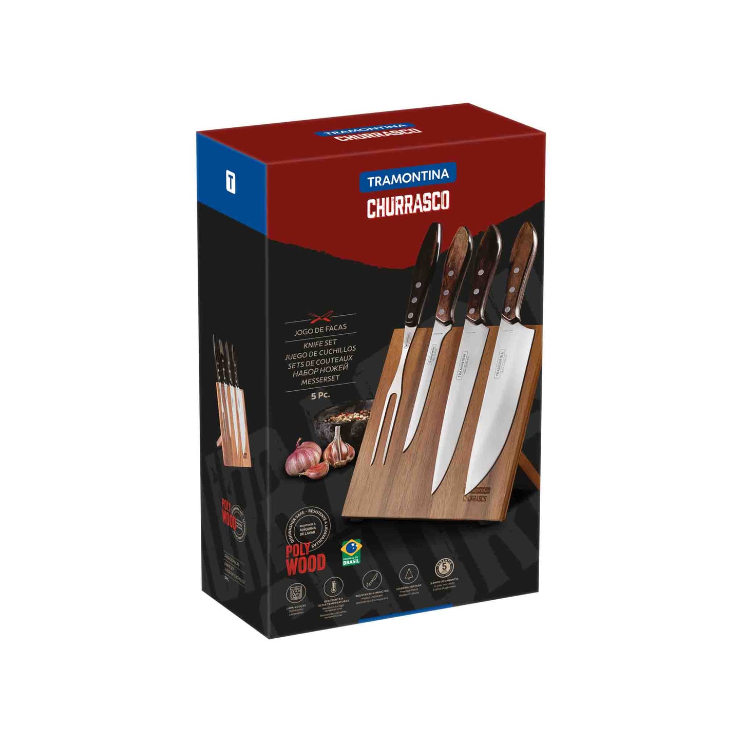 CHURRASCO Magnetischer Messerblock mit Grill- und Tranchierset