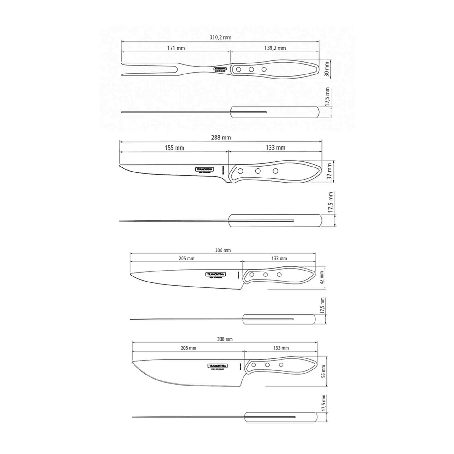 CHURRASCO Magnetischer Messerblock mit Grill- und Tranchierset