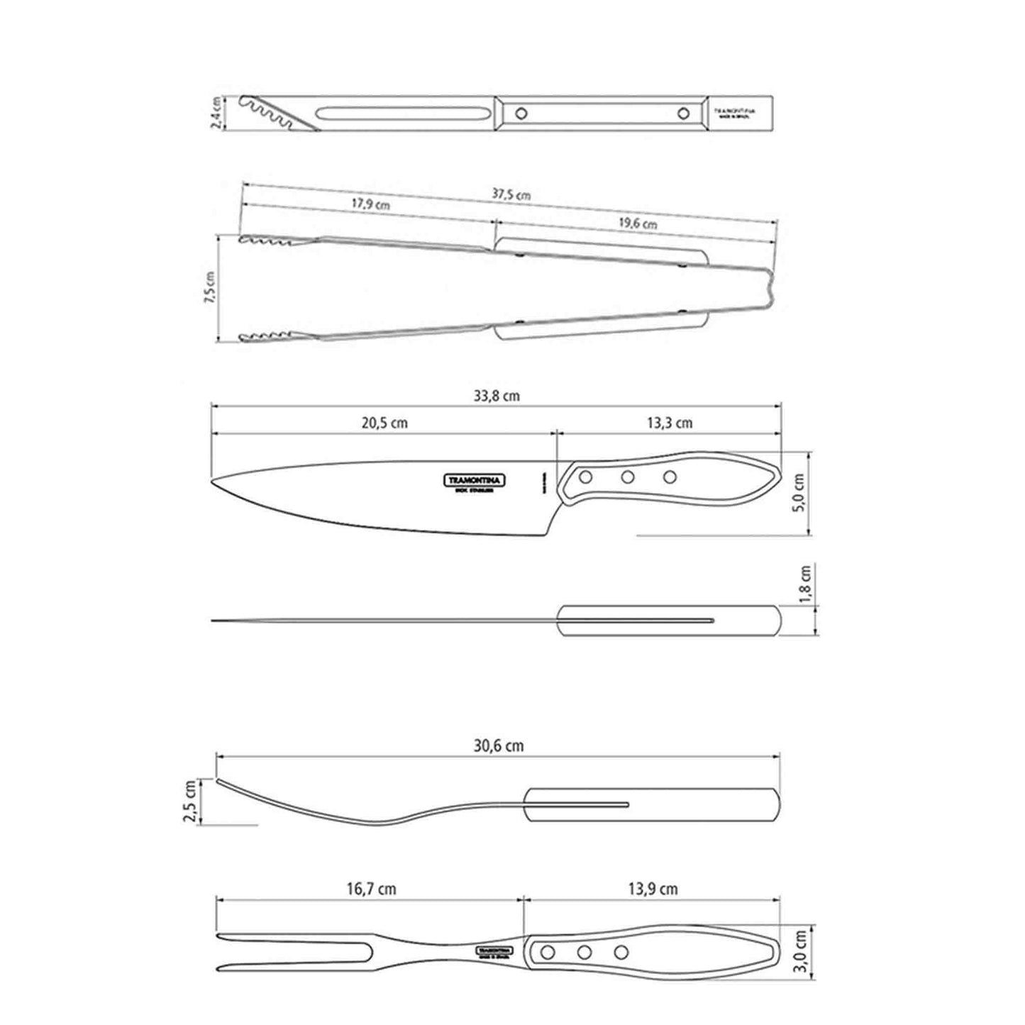 CHURRASCO Grillset,  3-teilig