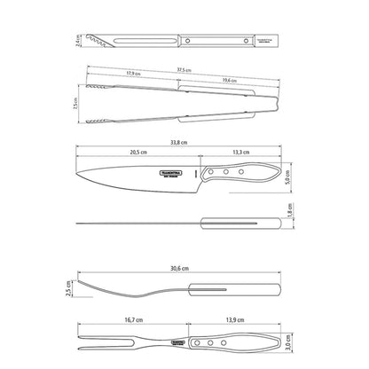 CHURRASCO Grillset,  3-teilig
