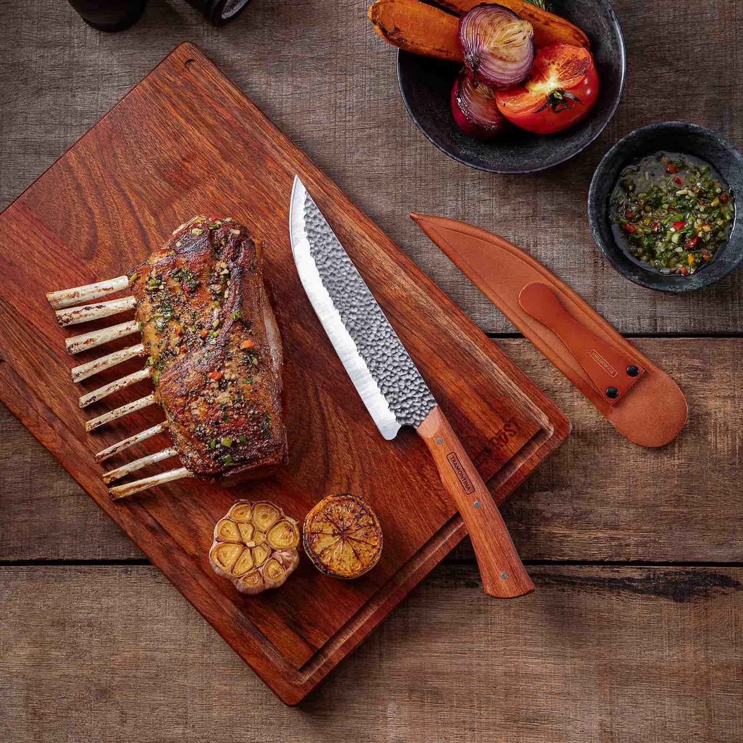 NÔMADE Fleischmesser mit Leder-Etui
