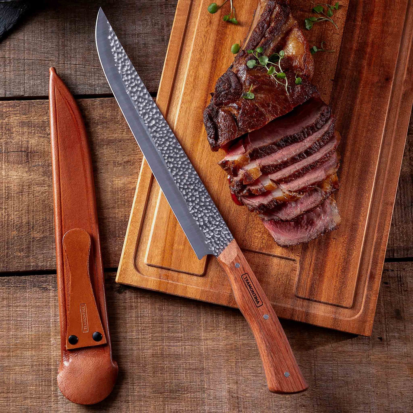 NÔMADE Fleischmesser mit Leder-Etui