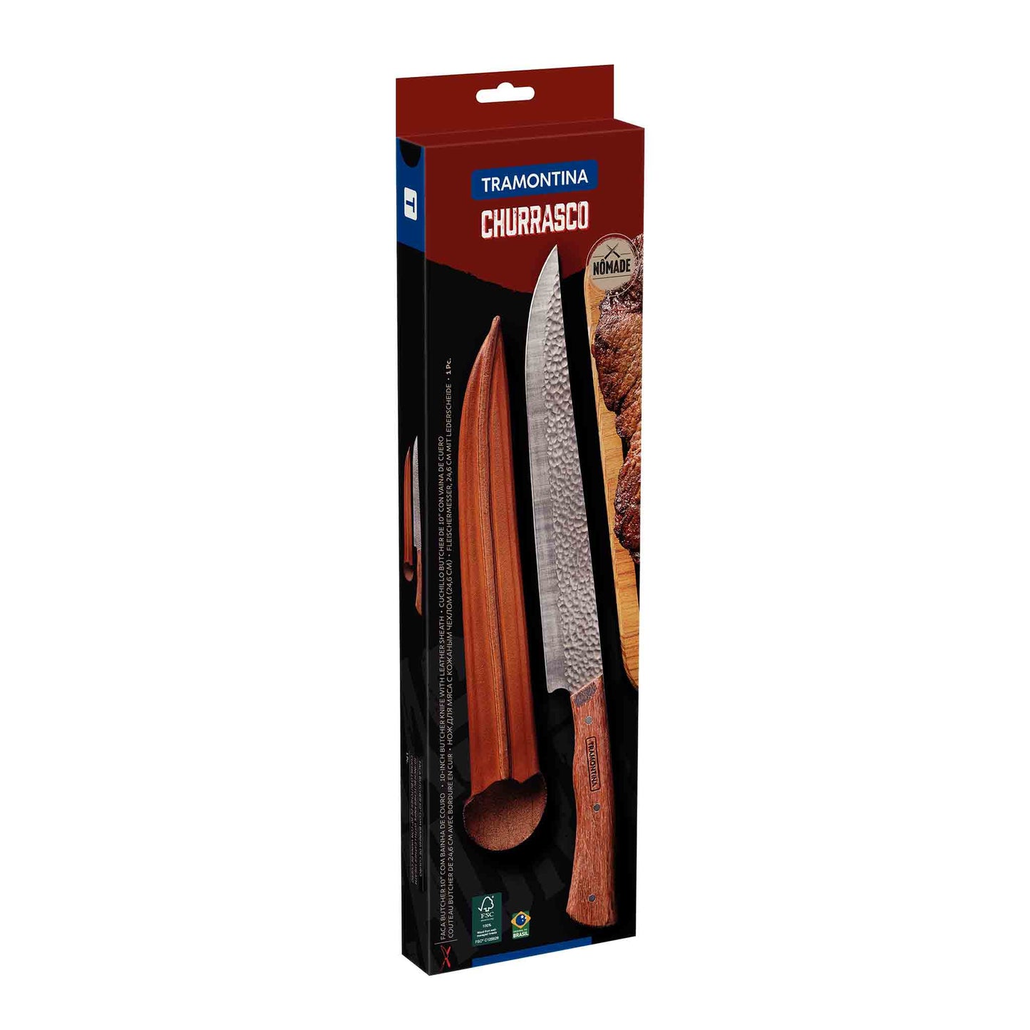 NÔMADE Fleischmesser mit Leder-Etui